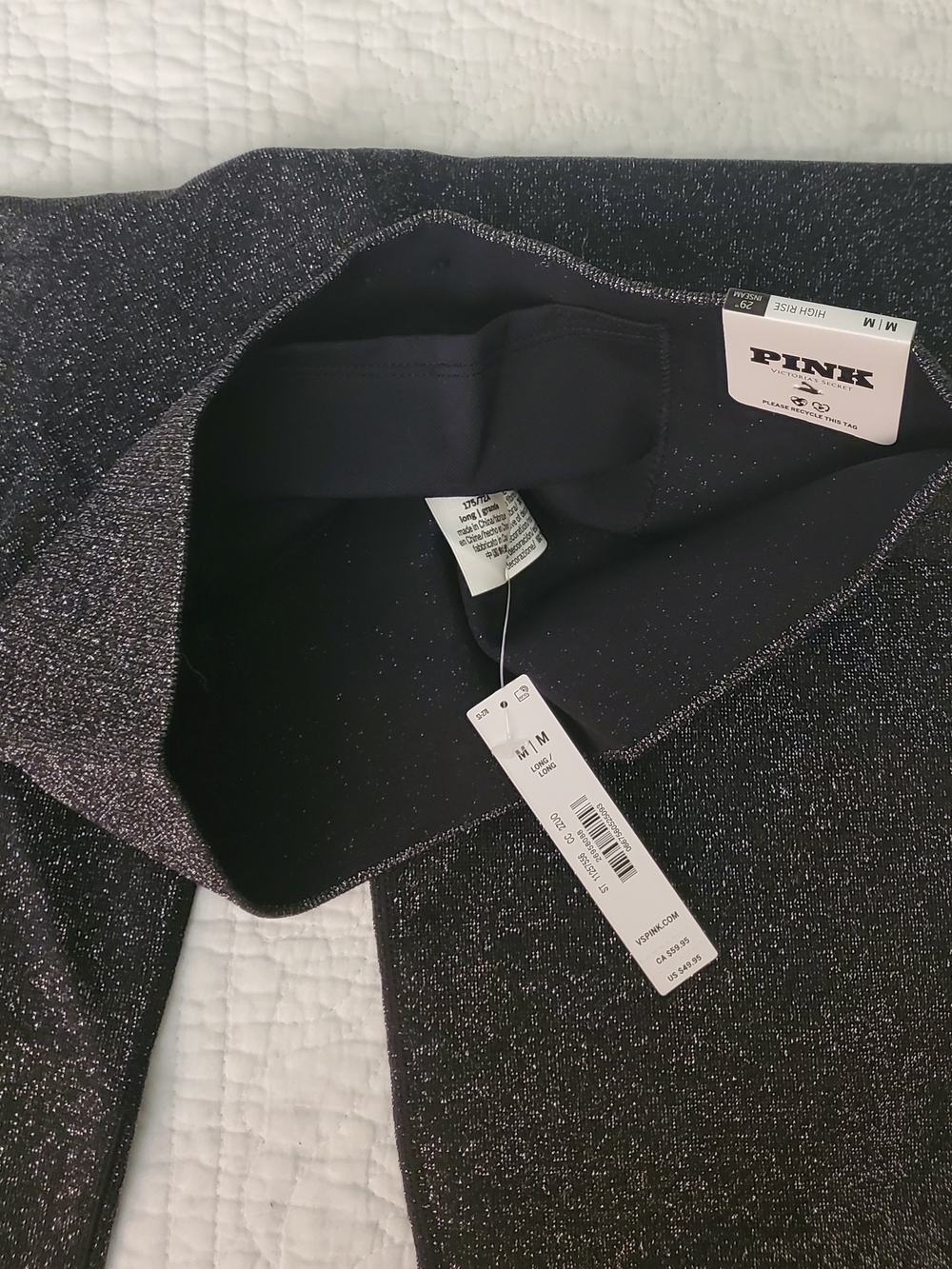 VS PINK Seamless Classic Leggings Shimmer Black - Medium NWT - Picture 4 of 7